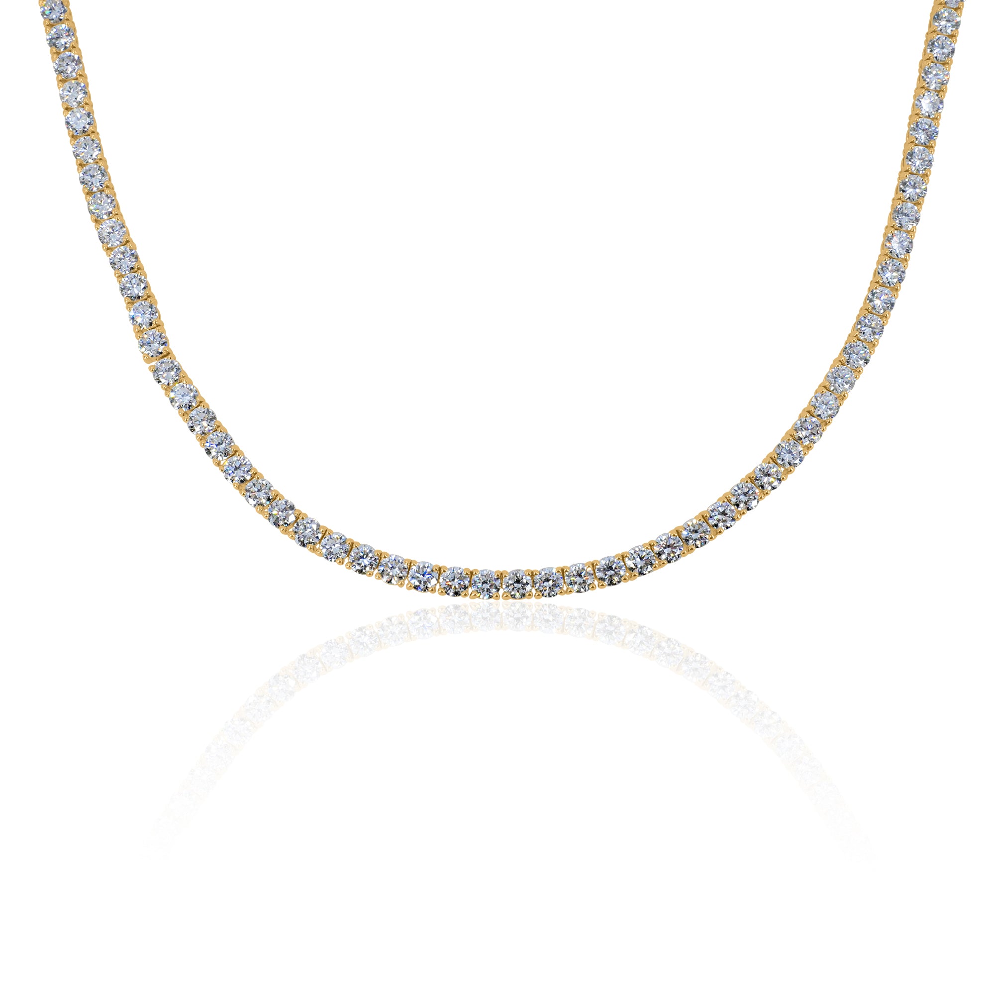 Gold Lab Grown Four Prong-Set Tennis Necklace