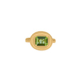 Gold Green Peridot Oval Ring