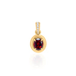 Gold Diamond Garnet Four Prong Pendant