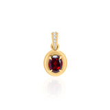 Gold Diamond Garnet Four Prong Pendant