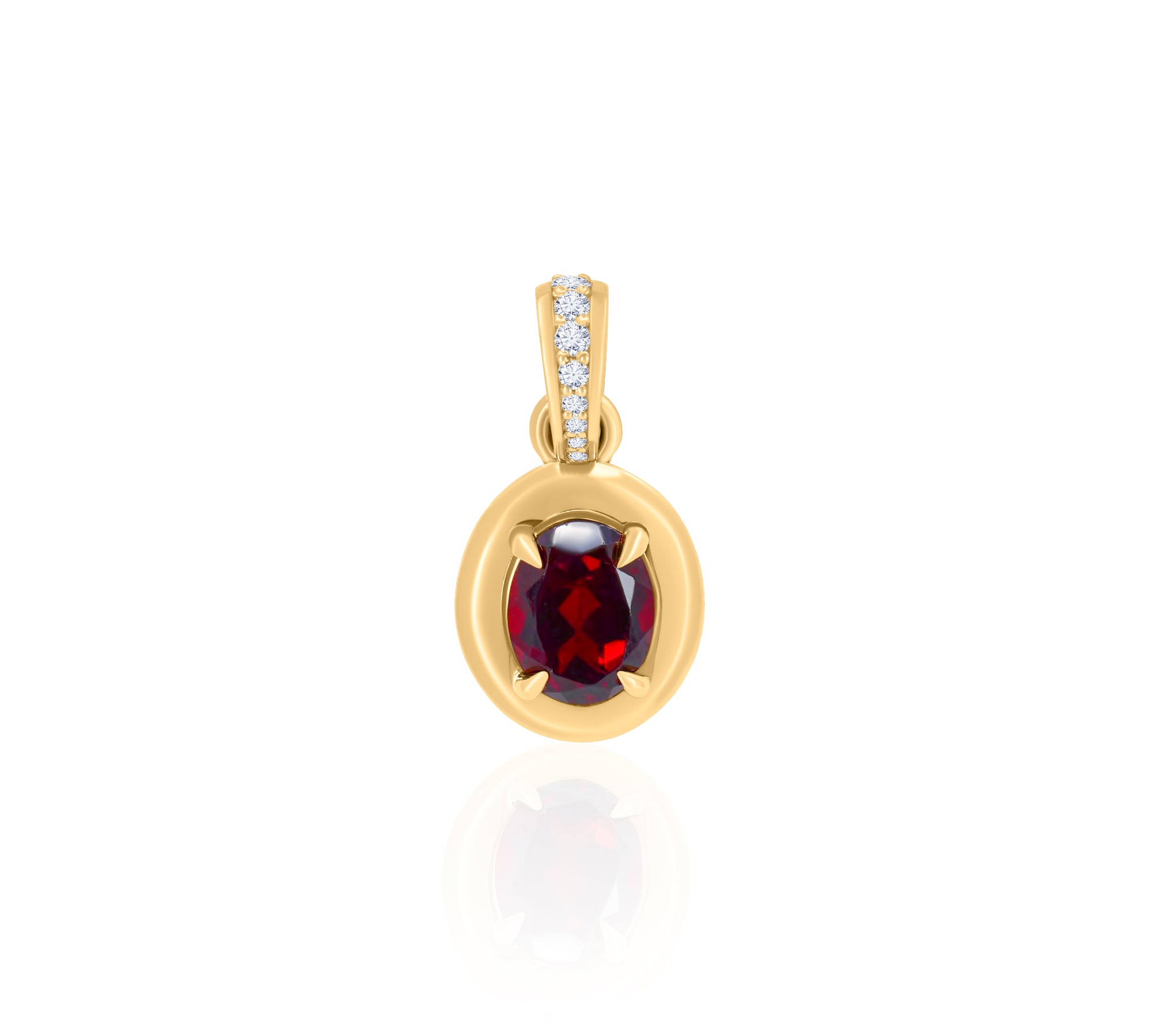 Gold Diamond Garnet Four Prong Pendant