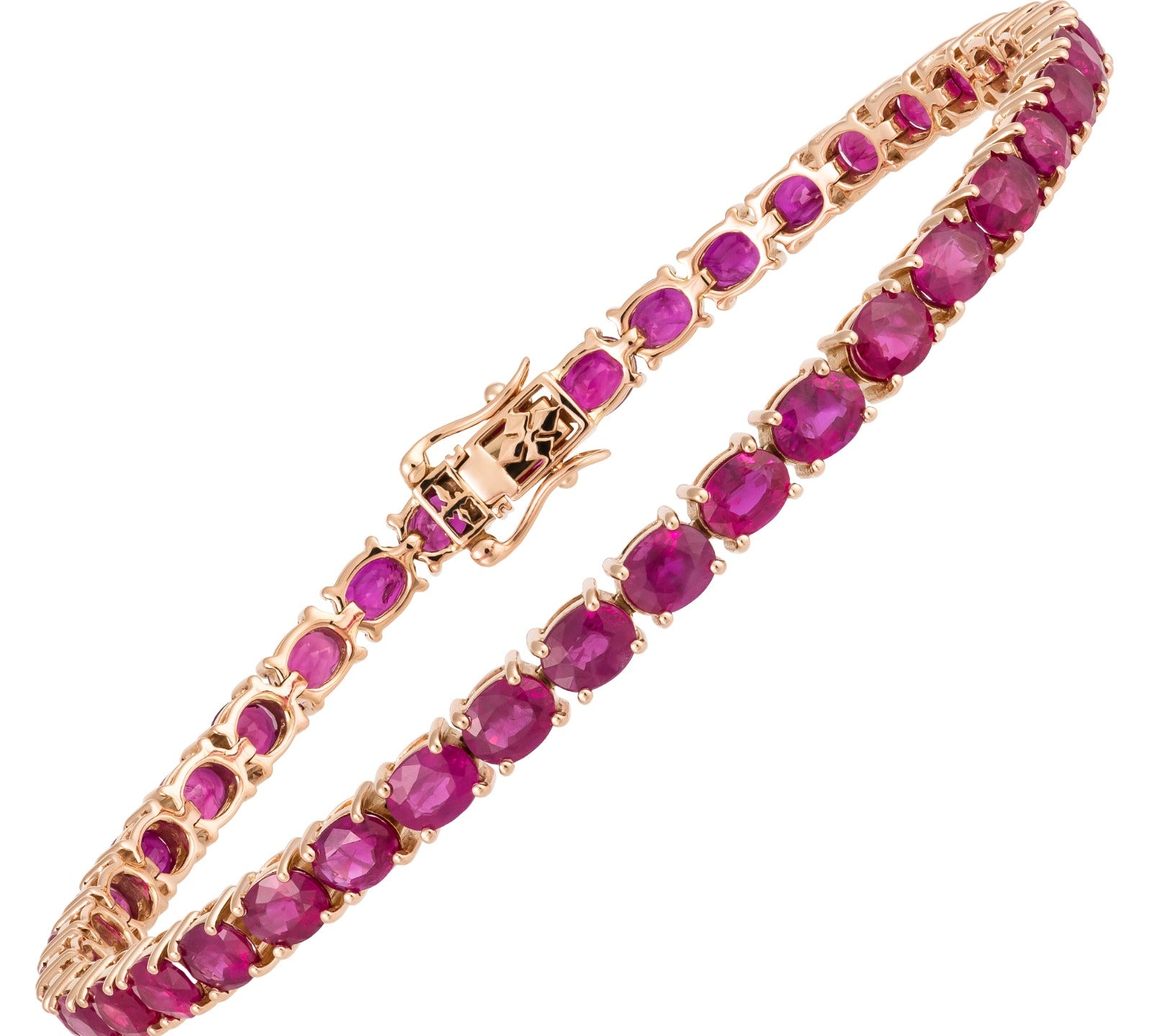 Gold Oval Ruby Tennis Bracelet