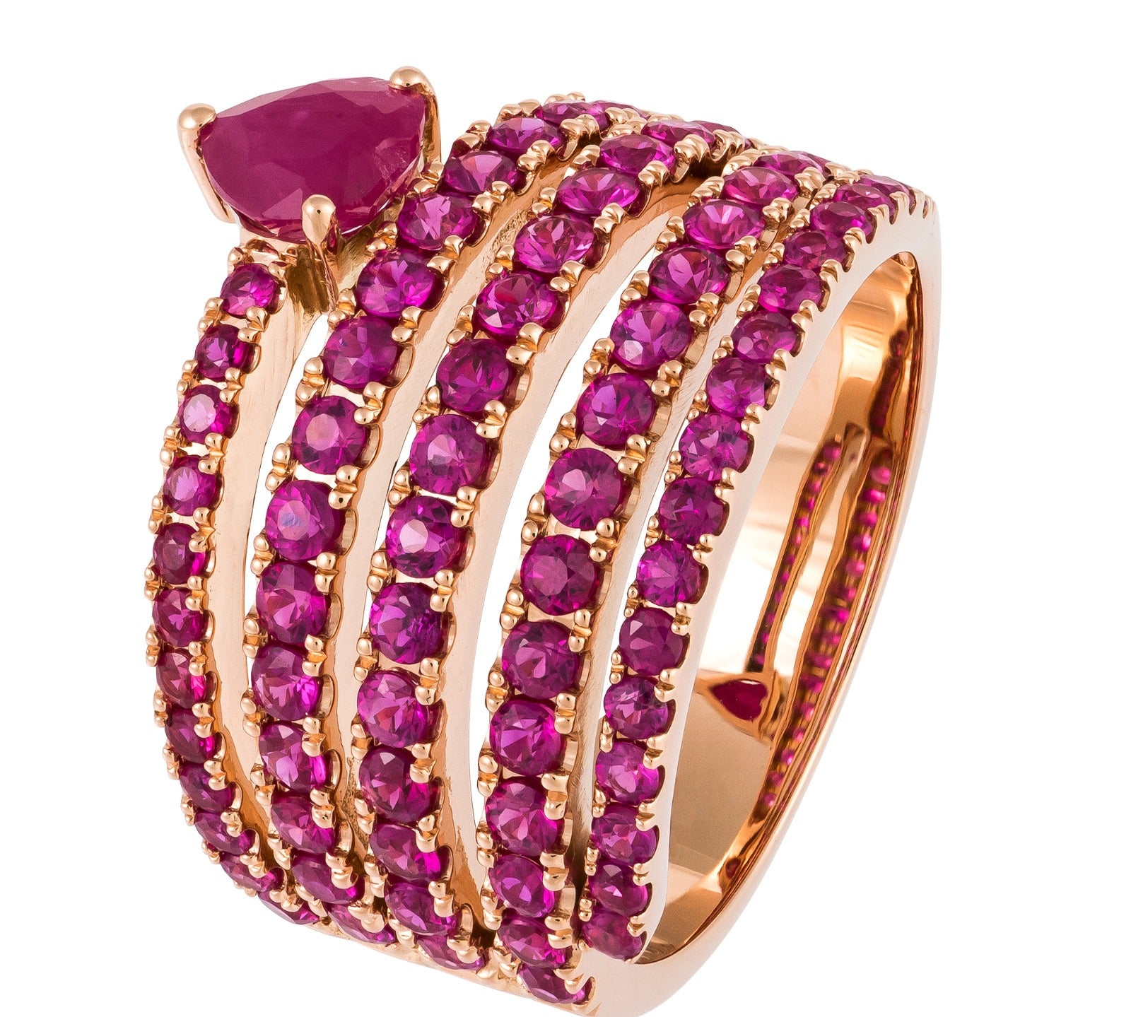 Gold Multi Wrap Heart Ruby Ring