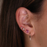 Gold Large Pink Sapphire Pear Prong Earring