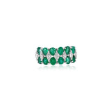 Gold Multi Pear Emerald and Illusion Diamond Ring