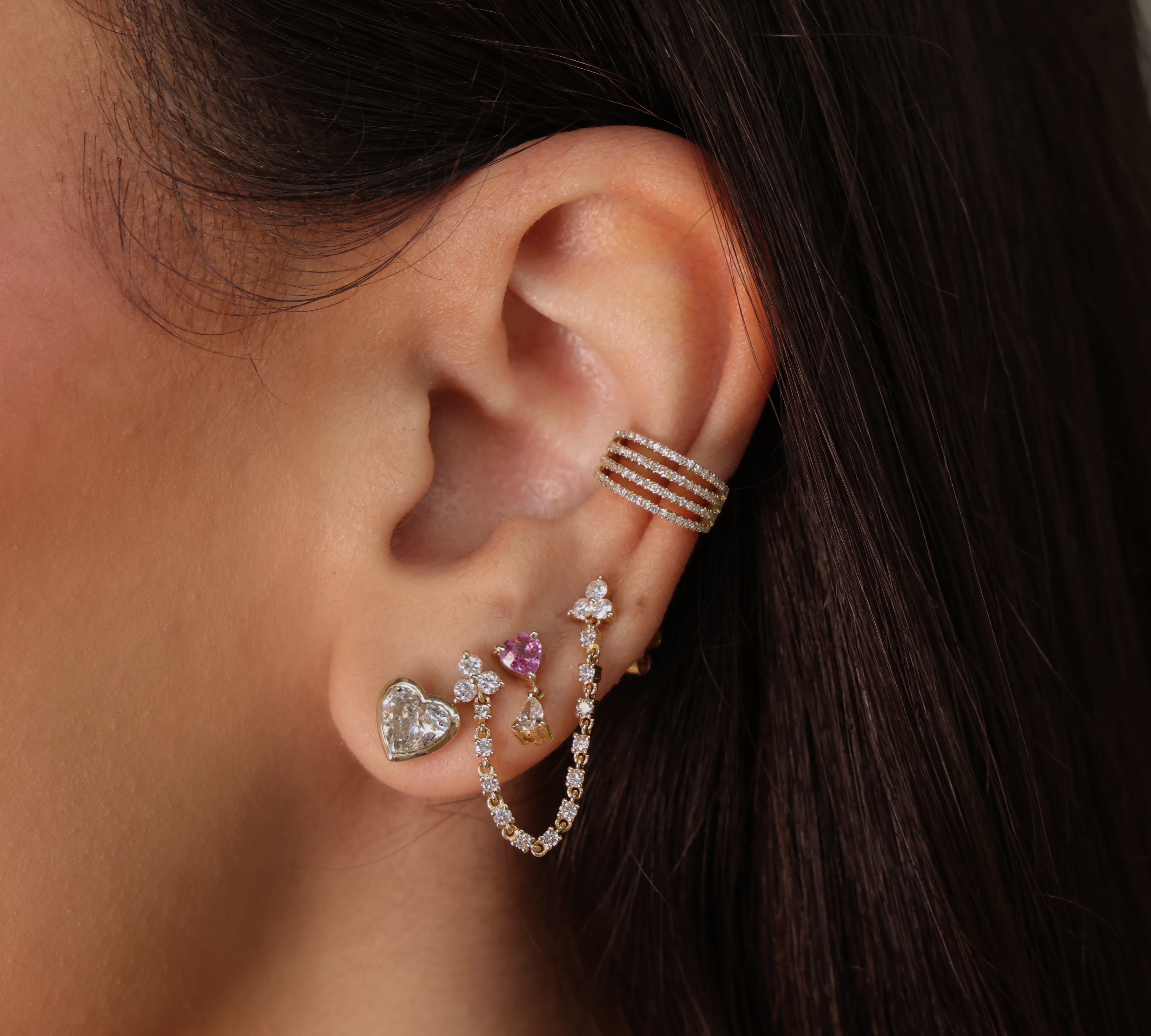 Gold Lab Grown Diamond Bezel Stud Earrings