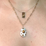 Gold Diamond Tiger Eye Baroque Pearl Pendant
