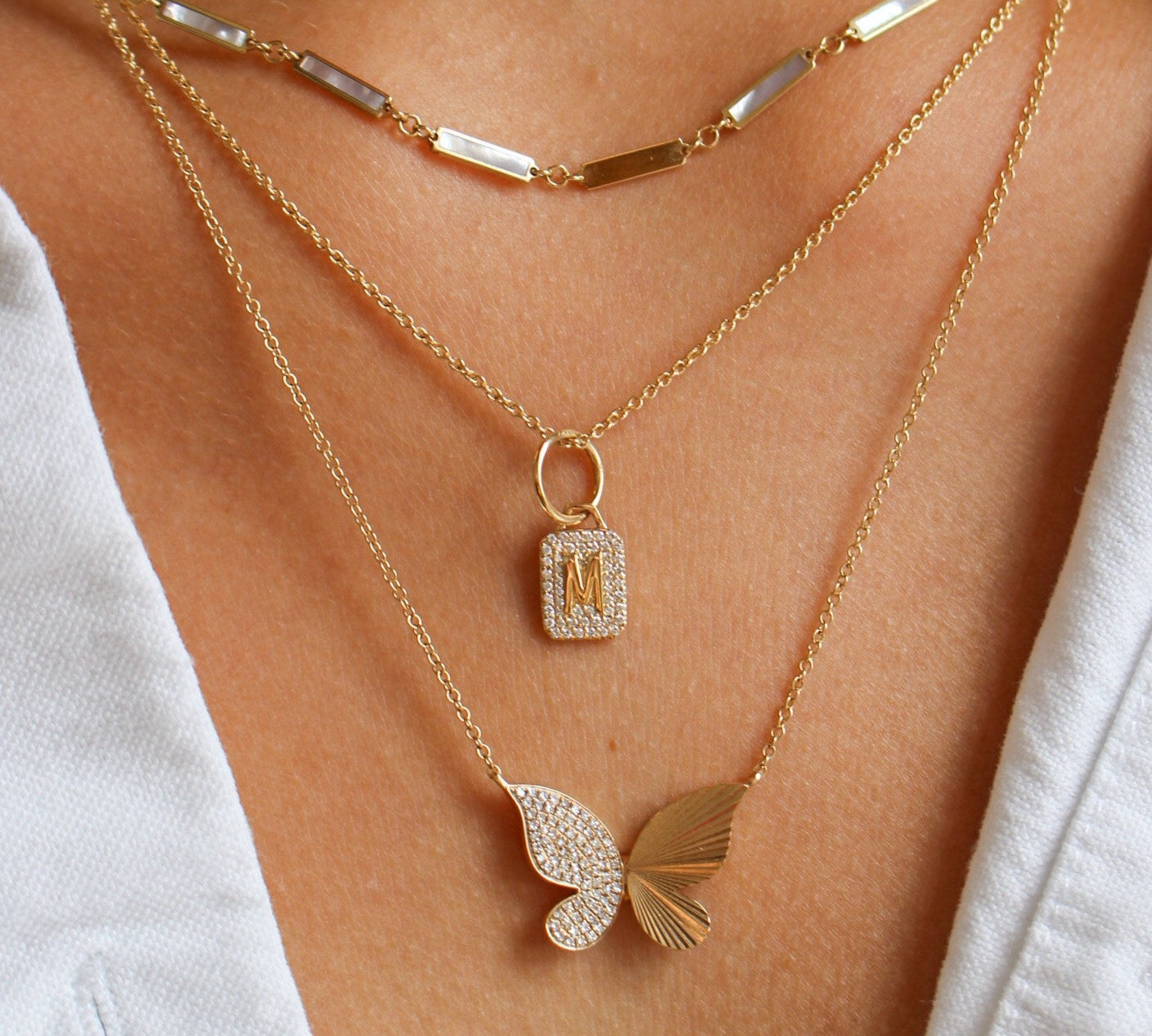 Gold Pave Diamond Mini Initial Charm