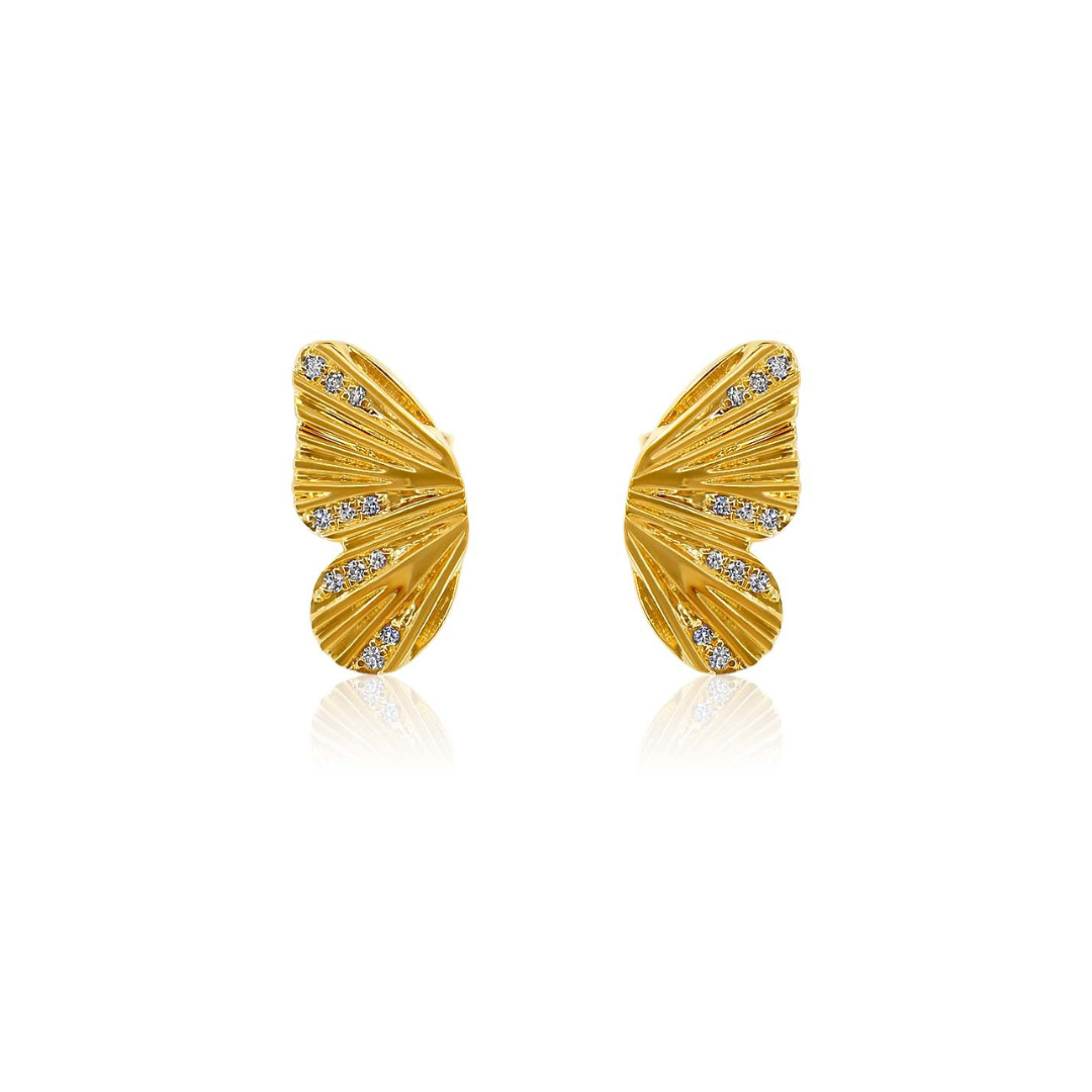 Gold Diamond Butterfly Wing Earring