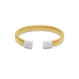 Gold Flexible Pave Diamond Square Ends Bangle