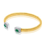 Gold Flexible Emerald Diamonds Bangle