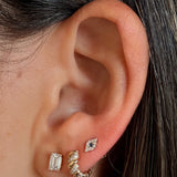 Gold Diamond Sapphire Mini Evil Eye Stud Earring