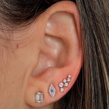 Gold Diamond Sapphire Evil Eye Stud Earring