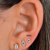 Gold Diamond Sapphire Mini Evil Eye Stud Earring