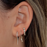 Gold Diamond Trio Bezel Chain Hoop Earring