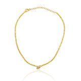 Gold Bar Snake Diamond Necklace