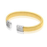 Gold Flexible Pave Diamond Square Ends Bangle