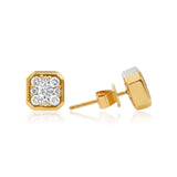 Gold Diamond Square Octagon Stud Earring