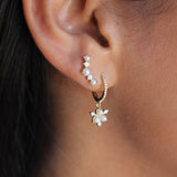 Gold Diamond Pearl Climber Earring