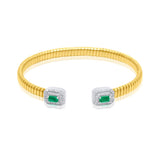 Gold Flexible Emerald Diamonds Bangle