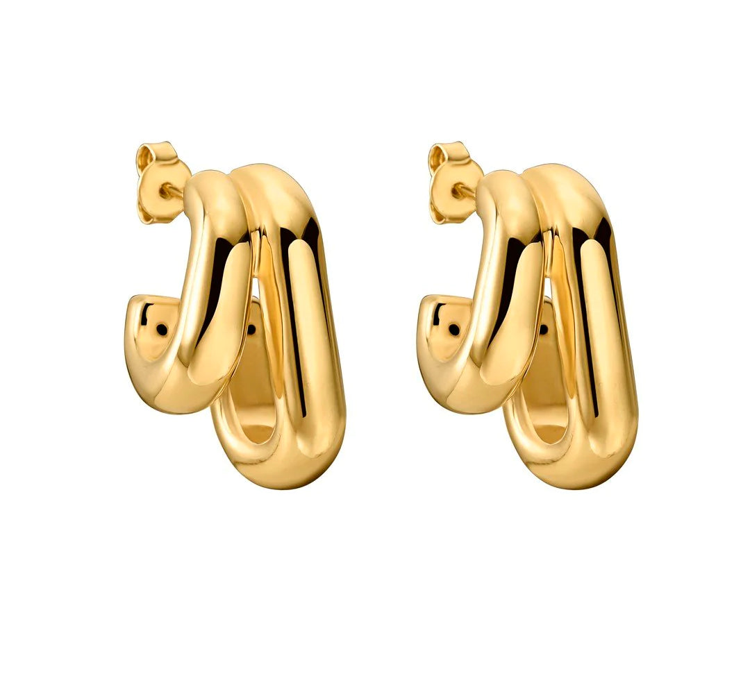 Gold Double Rectangle Hoop Fine Jewelry