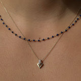 Gold Blue Lapis Ball Chain Necklace