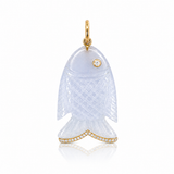 Gold Diamond Chalcedony Fish Pendant