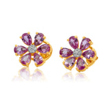 Gold Diamond Light Pink Sapphire Flower Earring