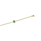 Gold Pear Shaped Diamond Emerald Ball Chain Bracelet