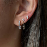 Gold Double Diamond Pear Shaped Stud Earring