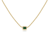 Gold Diamond Ball Octagon Emerald Necklace