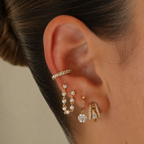Gold Lab Diamond Pear Cage Earring