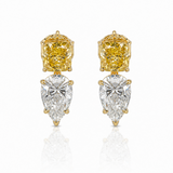 Gold Lab Yellow Diamond and Pear Drop Earrings