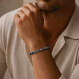 Grey Agate Diamond Rondelle Beaded Bracelet