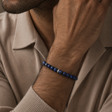 Lapis Diamond Rondelle Beaded Bracelet