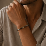 Tiger Eye & Agate Diamond Rondelle Beaded Bracelet