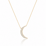 Gold Lab Diamond Baguette Crecent Moon Necklace