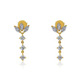 Gold Diamond Lotus Triple Drop Earring