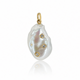 Gold Diamond Baroque Pearl Pendant