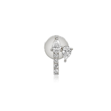 Gold Diamond Double Pear Half Hoop Earring