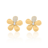 Gold Diamond Flower Bubble Earring