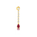 Gold Diamond Drop Ruby Pear Drop Earring