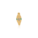 Gold Diamond and Emerald Snake Hoop Earring