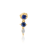 Gold Double Blue Sapphire Diamond Drop Earring