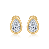 Gold Lab Diamond Fancy Bezel Pear Earrings