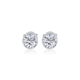 Gold Lab Diamond Round Bezel Stud Earring