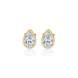 Gold Lab Diamond Pear Bezel Stud Earring