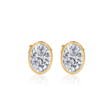 Gold Lab Diamond Oval Bezel Stud Earring