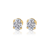 Gold Lab Diamond Oval Prong Stud Earring
