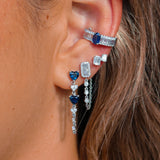Gold Diamond Sapphire Heart Loop Earring